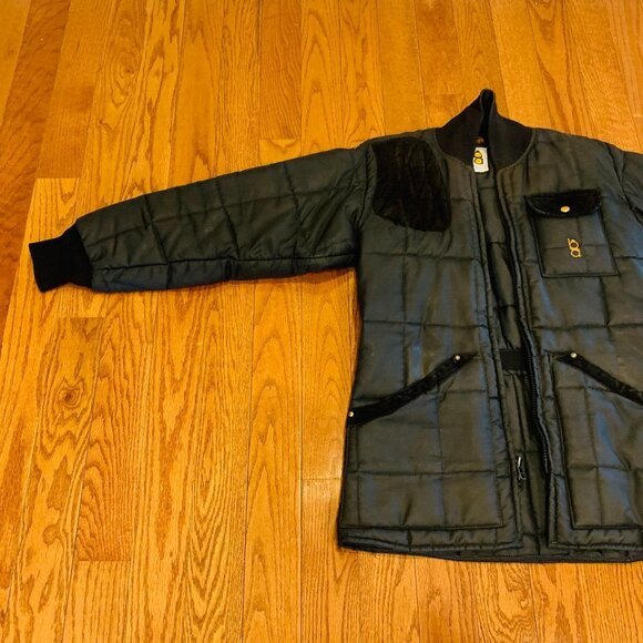 VTG Bob Allen Black Puffer Quilted w/Black Suede Shooting Jacket Mens Medium - Picture 2 of 16